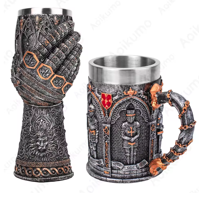 Ridder Tankard Biermok – Middeleeuwse Beker met RVS Inzet