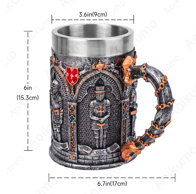 Ridder Tankard Biermok – Middeleeuwse Beker met RVS Inzet