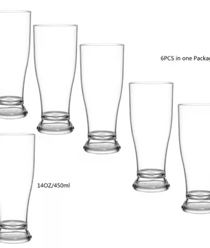 BPA-vrije Plastic Bierglazen Set van 6 – 450 ml Onbreekbare Pint Glazen
