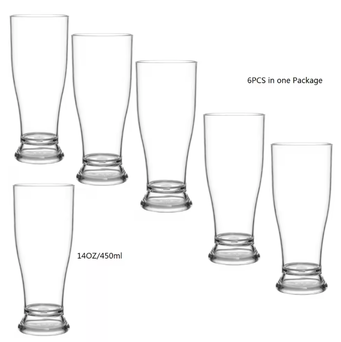 BPA-vrije Plastic Bierglazen Set van 6 – 450 ml Onbreekbare Pint Glazen
