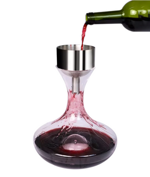 RVS Wijn Beluchter Trechter met Sedimentfilter – Wijnschenker met Zeef