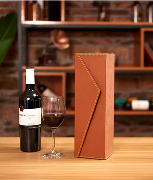 Luxe Wijn Cadeaubox voor 1 Fles – Vintage PU Lederen Wijn Geschenkdoos