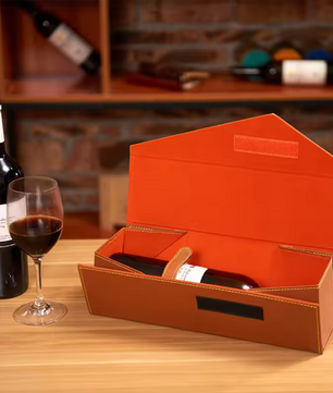 Luxe Wijn Cadeaubox voor 1 Fles – Vintage PU Lederen Wijn Geschenkdoos