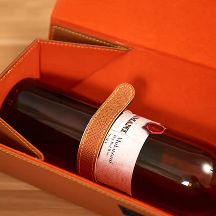 Luxe Wijn Cadeaubox voor 1 Fles – Vintage PU Lederen Wijn Geschenkdoos