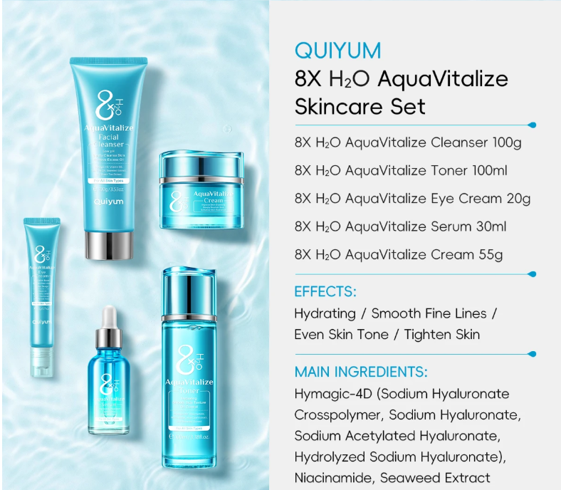 Hydraterende Gezichtsverzorging Set – 5-Delige Huidverzorgingsset met Serum, Toner en Crème