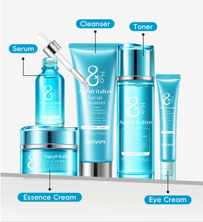 Hydraterende Gezichtsverzorging Set – 5-Delige Huidverzorgingsset met Serum, Toner en Crème