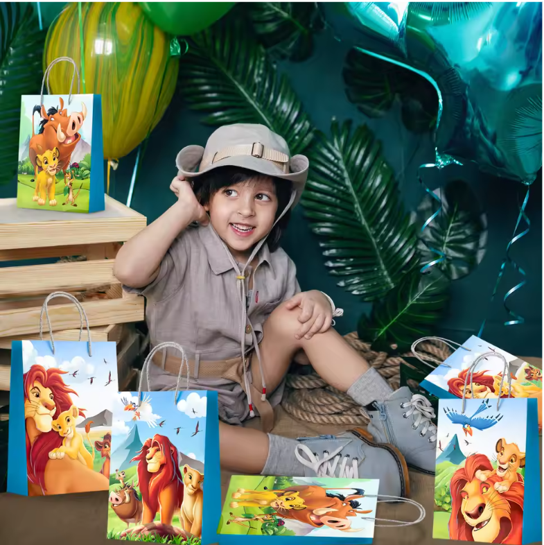 Leeuw Thema Feest Uitdeelzakjes – Set van 16 Kinder Feestzakjes voor Verjaardagsfeest