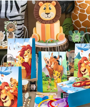 Leeuw Thema Feest Uitdeelzakjes – Set van 16 Kinder Feestzakjes voor Verjaardagsfeest