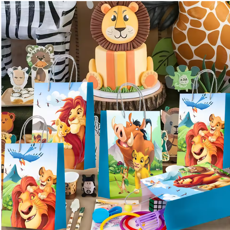 Leeuw Thema Feest Uitdeelzakjes – Set van 16 Kinder Feestzakjes voor Verjaardagsfeest