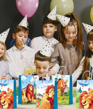 Leeuw Thema Feest Uitdeelzakjes – Set van 16 Kinder Feestzakjes voor Verjaardagsfeest