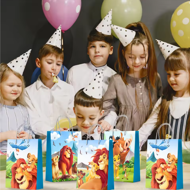 Leeuw Thema Feest Uitdeelzakjes – Set van 16 Kinder Feestzakjes voor Verjaardagsfeest
