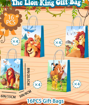 Leeuw Thema Feest Uitdeelzakjes – Set van 16 Kinder Feestzakjes voor Verjaardagsfeest