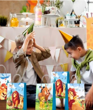 Leeuw Thema Feest Uitdeelzakjes – Set van 16 Kinder Feestzakjes voor Verjaardagsfeest