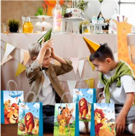 Leeuw Thema Feest Uitdeelzakjes – Set van 16 Kinder Feestzakjes voor Verjaardagsfeest