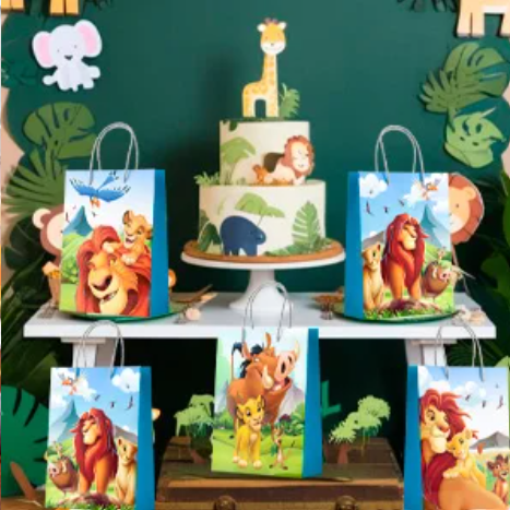 Leeuw Thema Feest Uitdeelzakjes – Set van 16 Kinder Feestzakjes voor Verjaardagsfeest