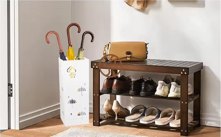 Metalen Parapluhouder – Vrijstaande Paraplubak met Decoratief Open Patroon