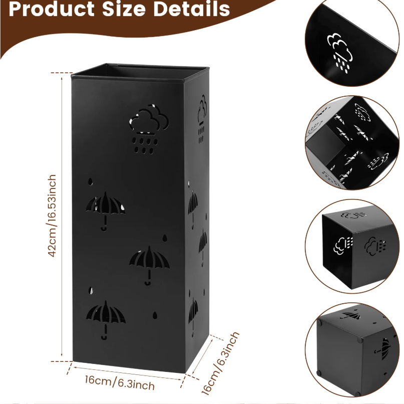 Metalen Parapluhouder – Vrijstaande Paraplubak met Decoratief Open Patroon