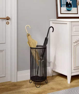 Metalen Parapluhouder met Druipbak – Rond Paraplu Rek met Haken voor Entree