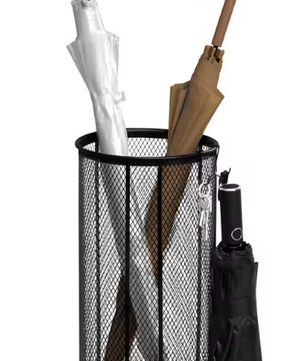 Metalen Parapluhouder met Druipbak – Rond Paraplu Rek met Haken voor Entree