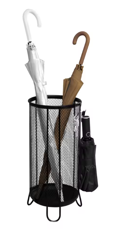 Metalen Parapluhouder met Druipbak – Rond Paraplu Rek met Haken voor Entree