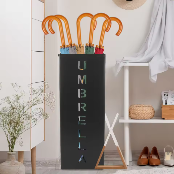 Metalen Parapluhouder – Vierkante Vrijstaande Paraplubak voor Hal en Entree