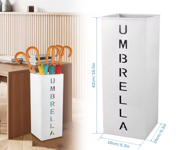 Metalen Parapluhouder – Vierkante Vrijstaande Paraplubak voor Hal en Entree