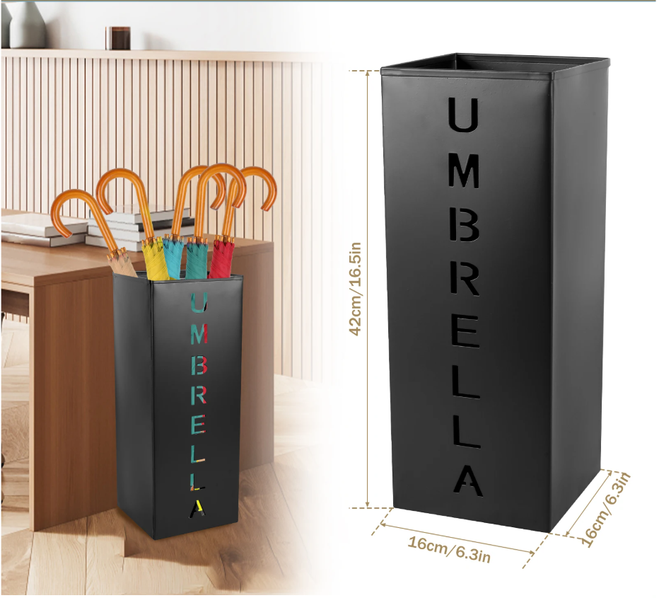 Metalen Parapluhouder – Vierkante Vrijstaande Paraplubak voor Hal en Entree