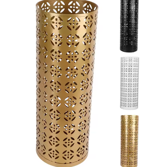 Metalen Parapluhouder – Ronde Paraplubak met Decoratief Open Design voor Entree