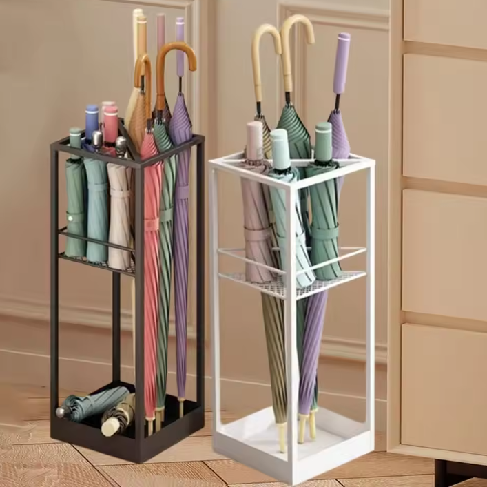 Metalen Parapluhouder – Compact Paraplurek met Druipbak voor Hal en Entree