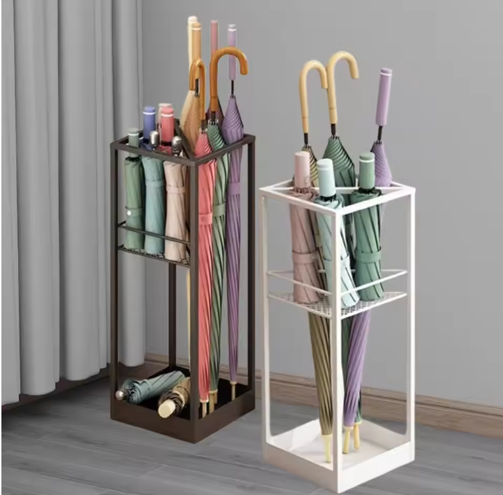 Metalen Parapluhouder – Compact Paraplurek met Druipbak voor Hal en Entree