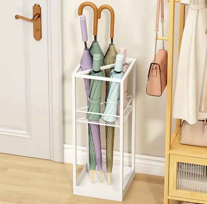 Metalen Parapluhouder – Compact Paraplurek met Druipbak voor Hal en Entree