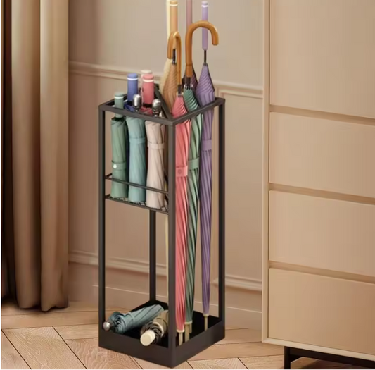 Metalen Parapluhouder – Compact Paraplurek met Druipbak voor Hal en Entree
