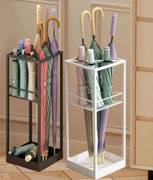 Metalen Parapluhouder – Compact Paraplurek met Druipbak voor Hal en Entree