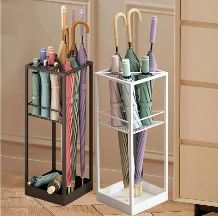 Metalen Parapluhouder – Compact Paraplurek met Druipbak voor Hal en Entree