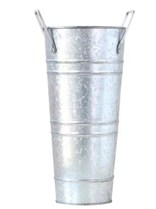 Vintage Metalen Paraplubak – Gegalvaniseerde Parapluhouder met Handvat