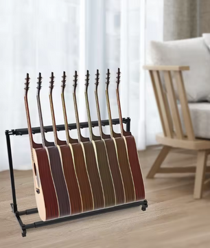 Gitaarstandaard voor 9 Gitaren – Vrijstaand Metalen Gitaarrek met Bescherming