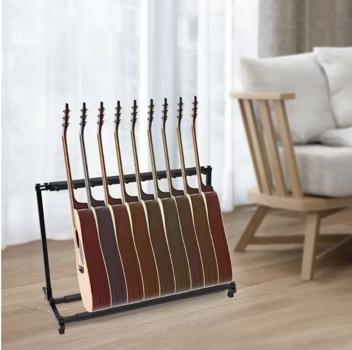 Gitaarstandaard voor 9 Gitaren – Vrijstaand Metalen Gitaarrek met Bescherming