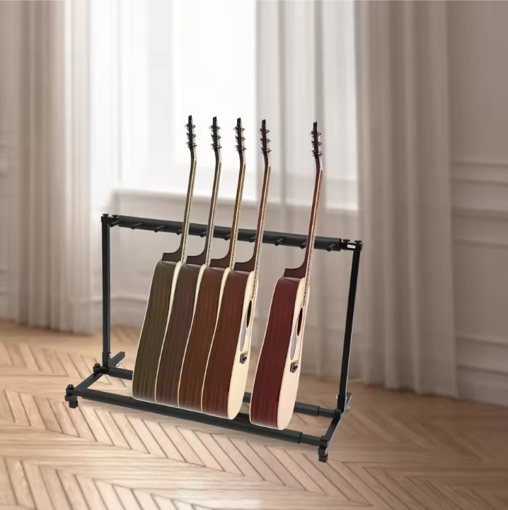 Gitaarstandaard voor 9 Gitaren – Vrijstaand Metalen Gitaarrek met Bescherming