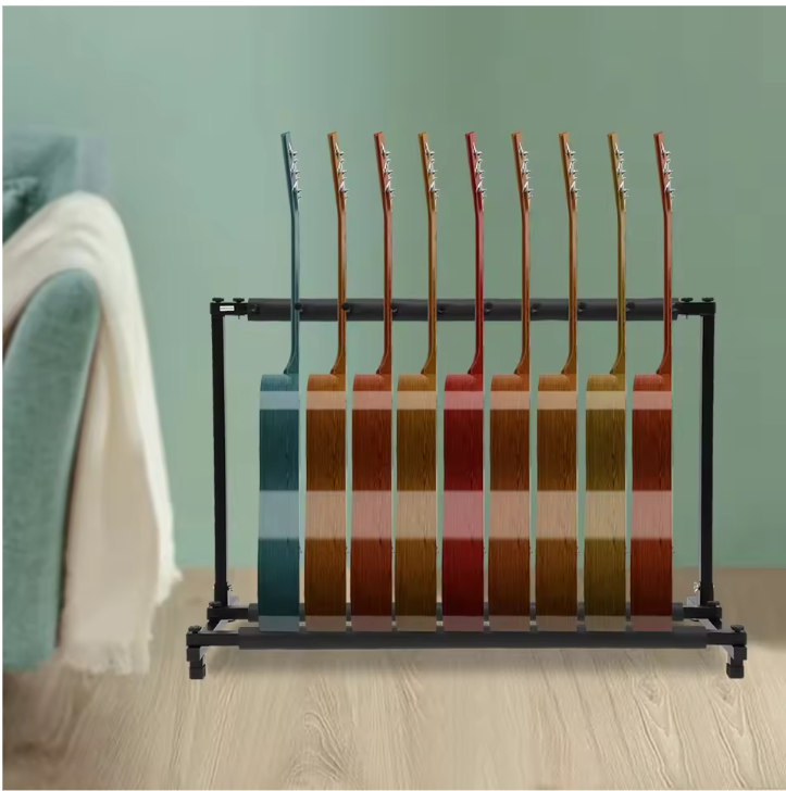 Gitaarstandaard voor 9 Gitaren – Vrijstaand Metalen Gitaarrek met Bescherming