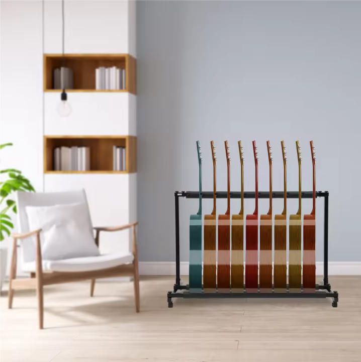 Gitaarstandaard voor 9 Gitaren – Vrijstaand Metalen Gitaarrek met Bescherming