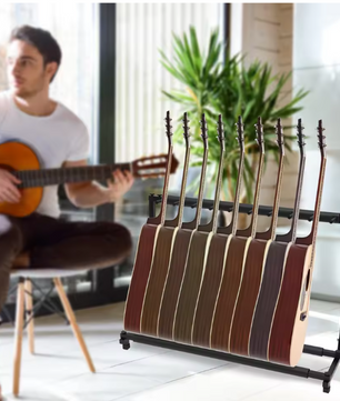 Gitaarstandaard voor 9 Gitaren – Vrijstaand Metalen Gitaarrek met Bescherming