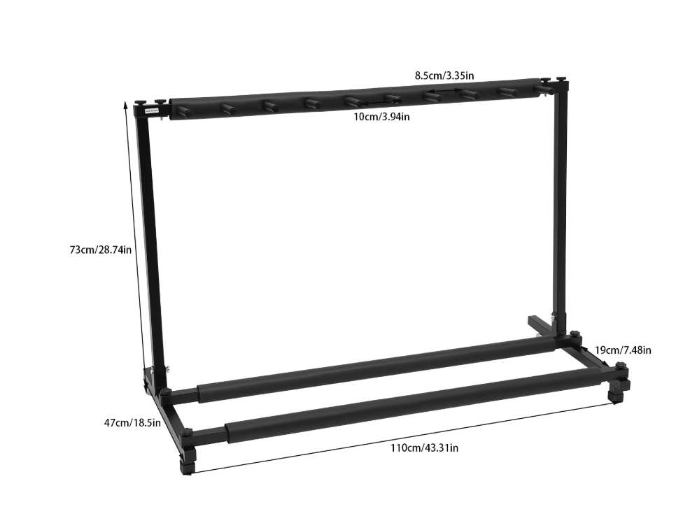 Gitaarstandaard voor 9 Gitaren – Vrijstaand Metalen Gitaarrek met Bescherming