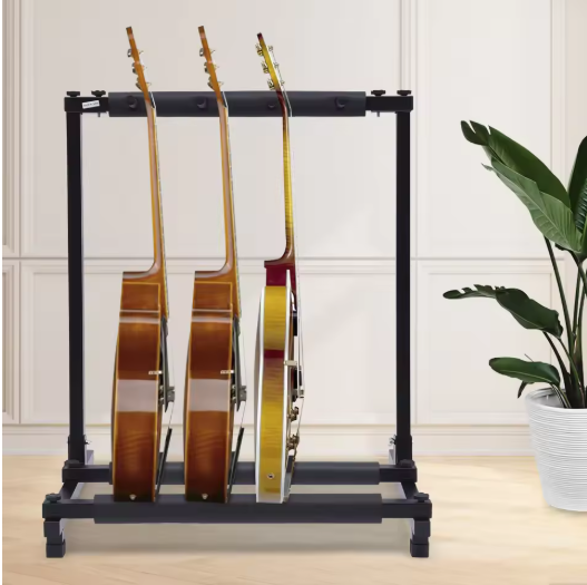Gitaarstandaard voor 3 Gitaren – Opvouwbaar Metalen Gitaarrek voor Gitaar en Bas
