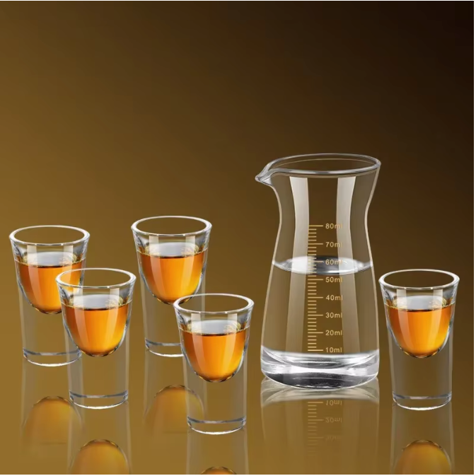 Set van 6 Borrelglaasjes 15 ml – Transparante Shotglazen met Dikke Bodem