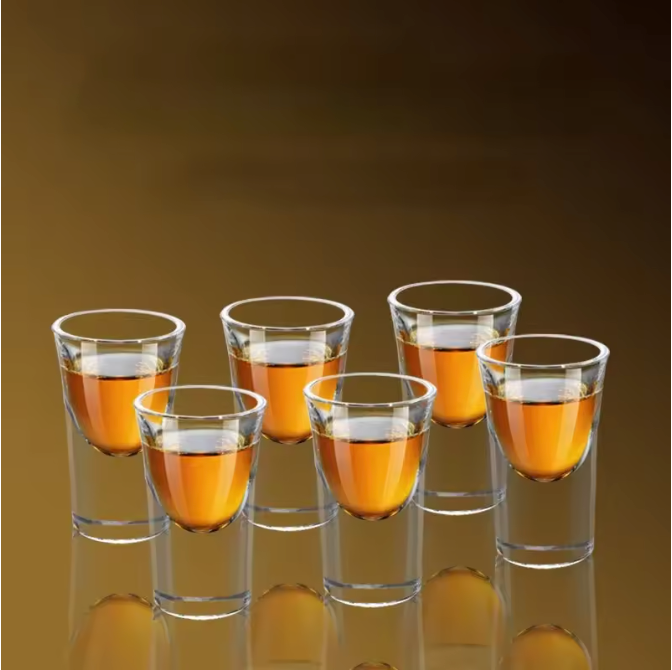 Set van 6 Borrelglaasjes 15 ml – Transparante Shotglazen met Dikke Bodem