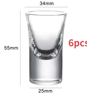 Set van 6 Borrelglaasjes 15 ml – Transparante Shotglazen met Dikke Bodem