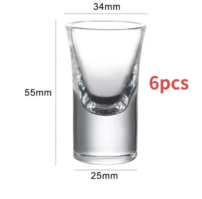 Set van 6 Borrelglaasjes 15 ml – Transparante Shotglazen met Dikke Bodem