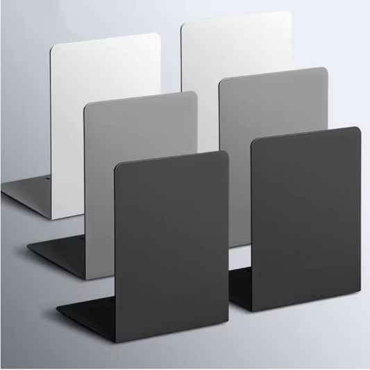 Set van 2 Metalen Boekensteunen – L-Vormige Boekenhouders voor Bureau