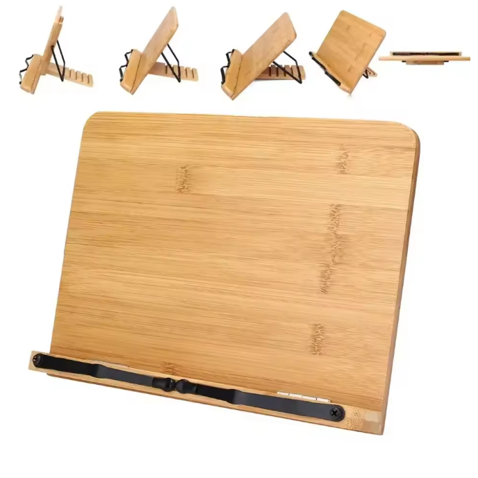 Verstelbare Bamboe Boekenstandaard – Opvouwbare Leesbureau Houder voor Boeken, Kookboeken en Studieboeken