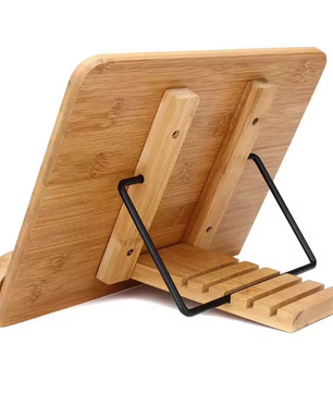 Verstelbare Bamboe Boekenstandaard – Opvouwbare Leesbureau Houder voor Boeken, Kookboeken en Studieboeken